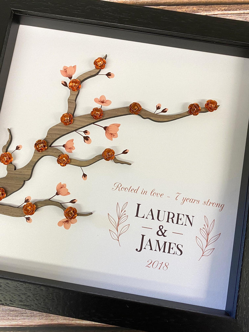 Personalized 7th Anniversary Copper Blossom Tree, 7 years together, couple home decor, traditional gift ANNIVERSARY
