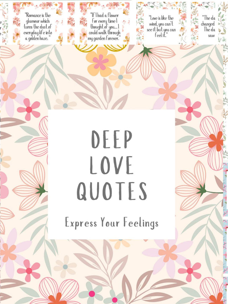 Romantic Love Quotes Book: Floral Printable Cards (Digital Download). Love Romance Flower