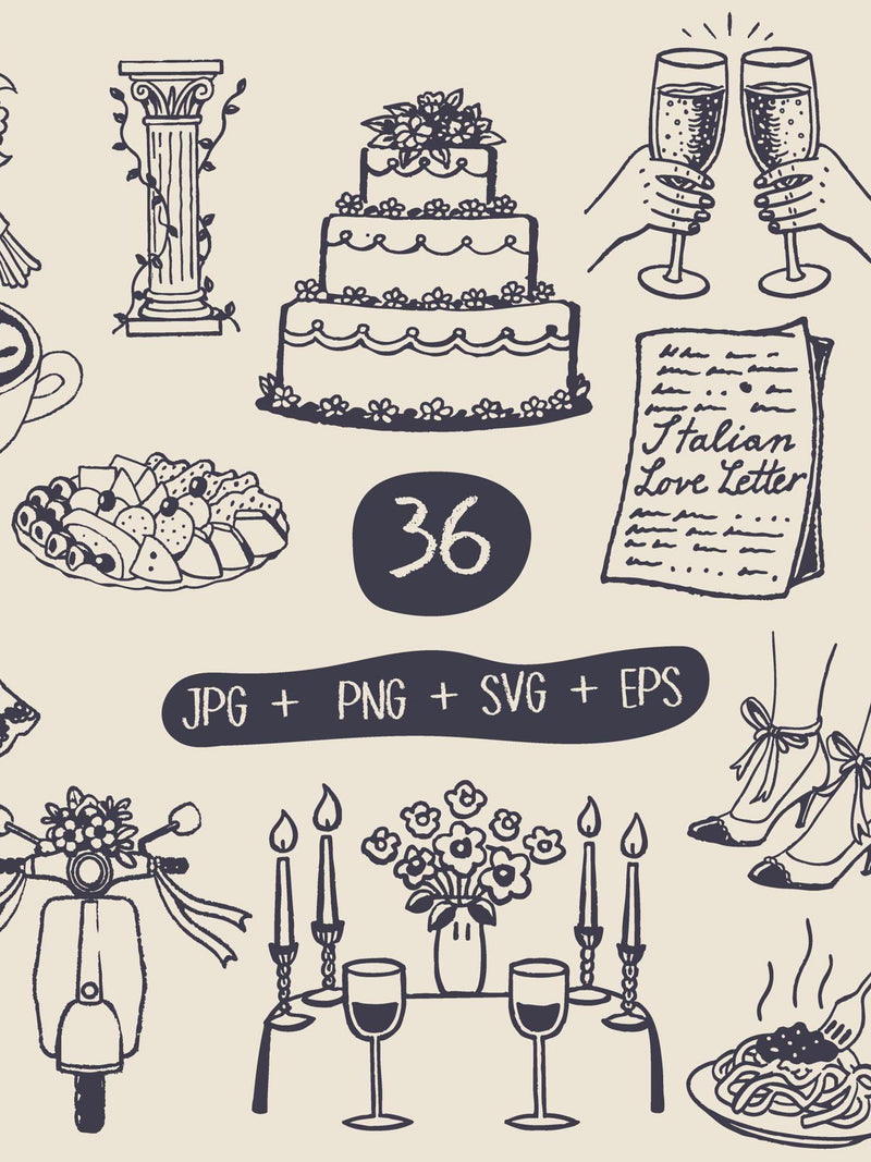 Valentine Hand-Drawn SVG: Hearts, Flowers, Love Letters (Digital Download) Love Romance Flower