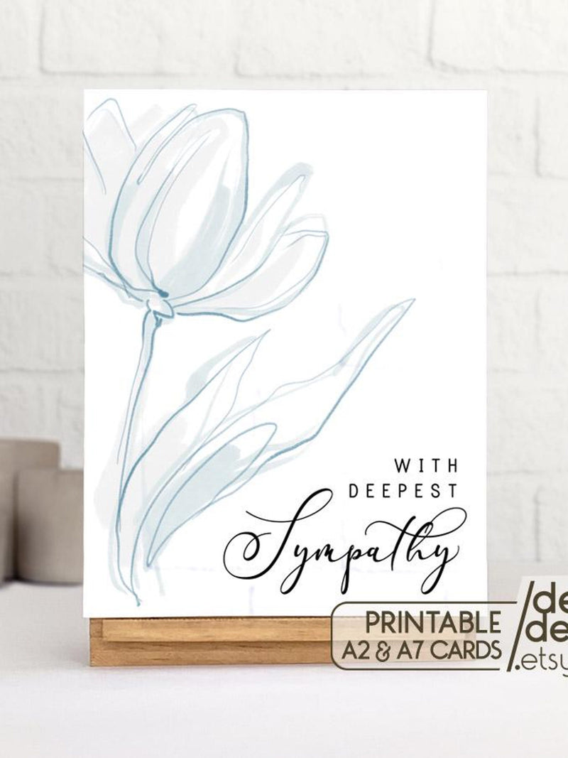 Sympathy Card Printable: Floral Condolences, A2 & A7 (PDF Download) sympathy flower