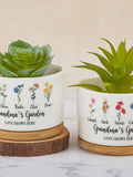 Custom Birth Flower Plant Pot,Grandma's Garden Flower Pot,Mini Plant Pot with Family Birth Flower_Gift for Grandma_Mother's Day Gift ANNIVERSARY