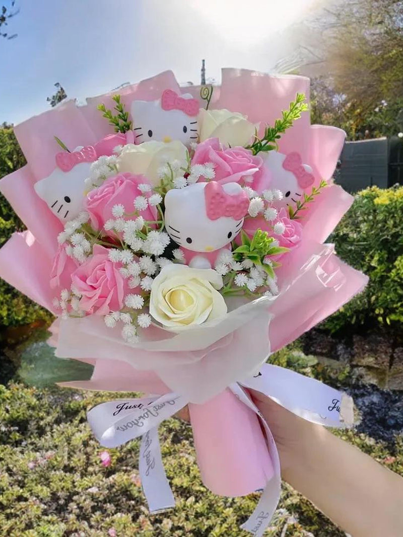 Hello Kitty Bouquet, Artificial Flowers, Cute Gift ANNIVERSARY