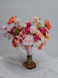 Vibrant fuchsia Orange Pink Yellow Bridal Bouquet/Colorful Wedding Flowers/Bright Summer Floral Arrangement/Multicolor Wildflower Bouquet/ wedding flower