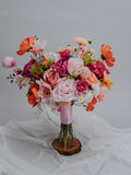Vibrant fuchsia Orange Pink Yellow Bridal Bouquet/Colorful Wedding Flowers/Bright Summer Floral Arrangement/Multicolor Wildflower Bouquet/ Bouquet
