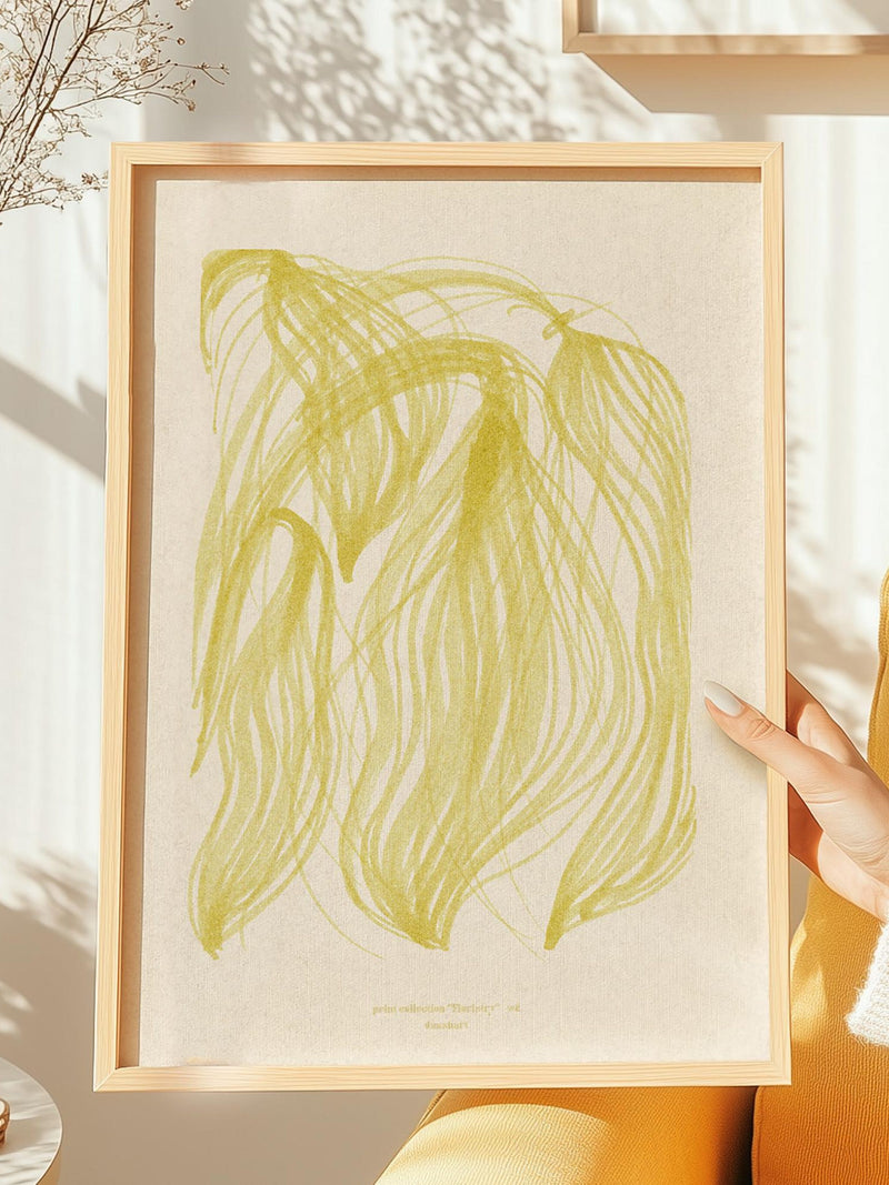 Butter Yellow Abstract Lines Plant Printable Wall Art Vintage Hand Drawn Prints Living Decor House Warming Easter Sister Gift Digital Poster house warming flower