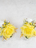 Yellow Silk Rose Corsage For Wedding, Pearl Wrist Bracelet, Flower Girl Corsage, Bridesmaid Corsage, Groom Boutonniere, Prom Gift For Mom silk flower