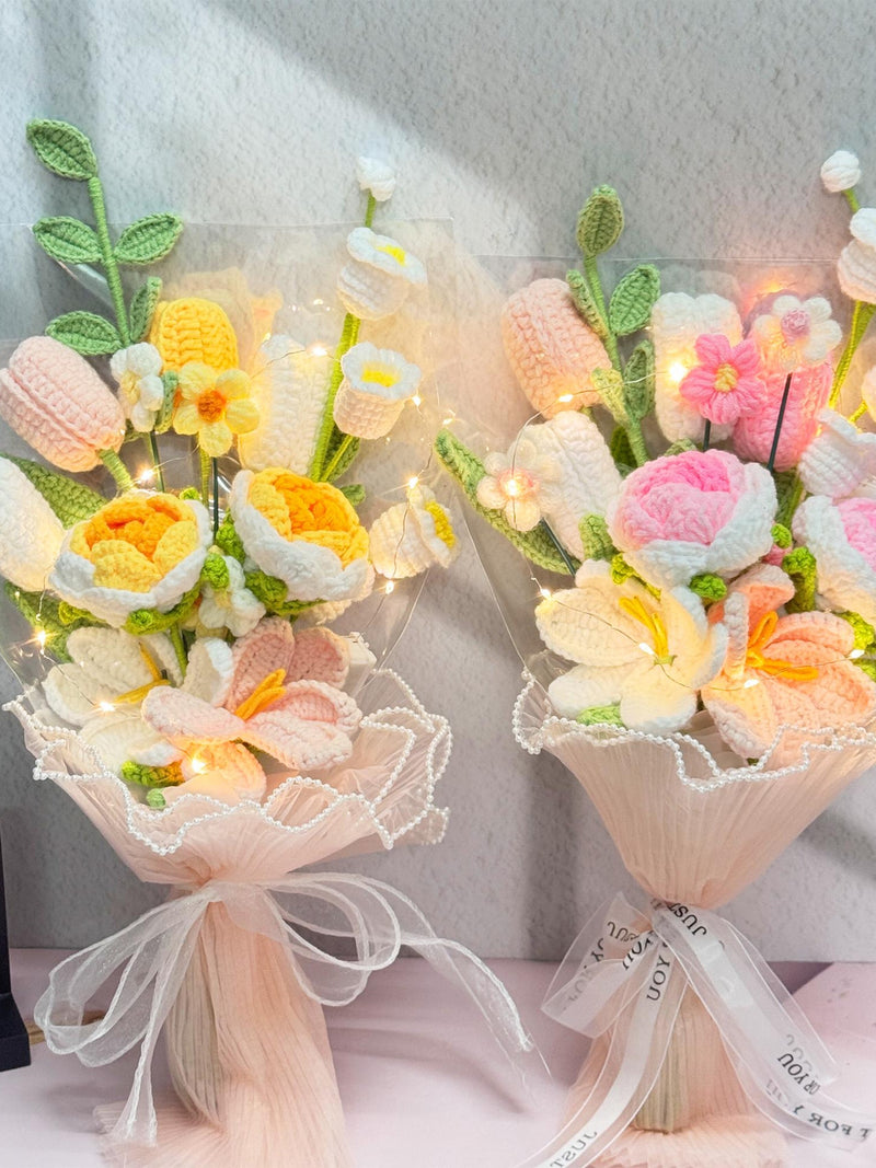 Handmade Finished Crochet Flower Bouquet,Crochet Rose/Lily/Tulip Bouquet,Mother's Day/Birthday /Anniversary/Graduation Gift,Gift for her ANNIVERSARY