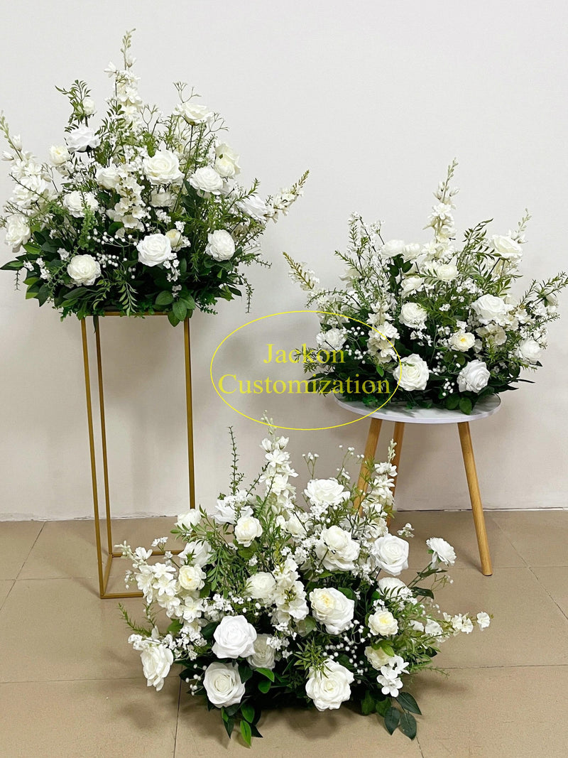 White Artificial Flower Arrangement, Wedding Aisle, Arch Decor silk flower