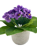 Purple African Violet in Fern Pot faux plants