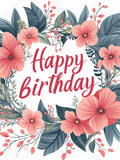 Floral Happy Birthday Clip Art, Printable Birthday Lettering (JPG, Digital Download) birthday flower