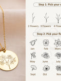 Dainty Combined Birth Month Flower Bouquet Necklace Custom Birthflower Necklace Engraved Necklace Mother's Day Gift May Birthflower Necklace birthday flower