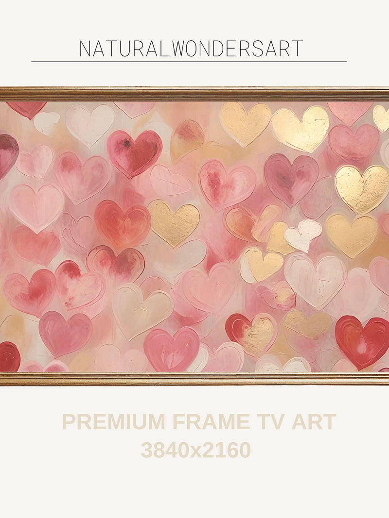 Valentine Frame TV Art,Vintage Hearts Frame TV Art,Pink Red Romance Wall Art,Love Frame TV Art,Neutral Party Decor,Tv Digital Download Love Romance Flower