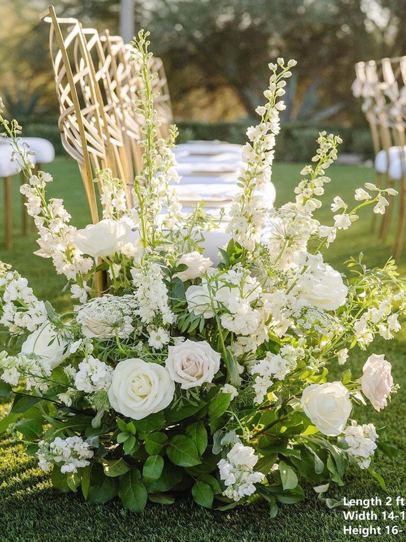 White Rose & Hyacinth Wedding Aisle Flower Arrangement wedding flower