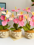 Crochet Lily of the Valley, Personalized Potted Flower with Custom Tag house warming flower