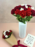 Crochet Rose Bouquet, Finished Crochet Rose, Knitted Forever Flowers Gift, Handmade Desk Decoration, Mothers Day Bouquet, Mothers Day Gift ANNIVERSARY