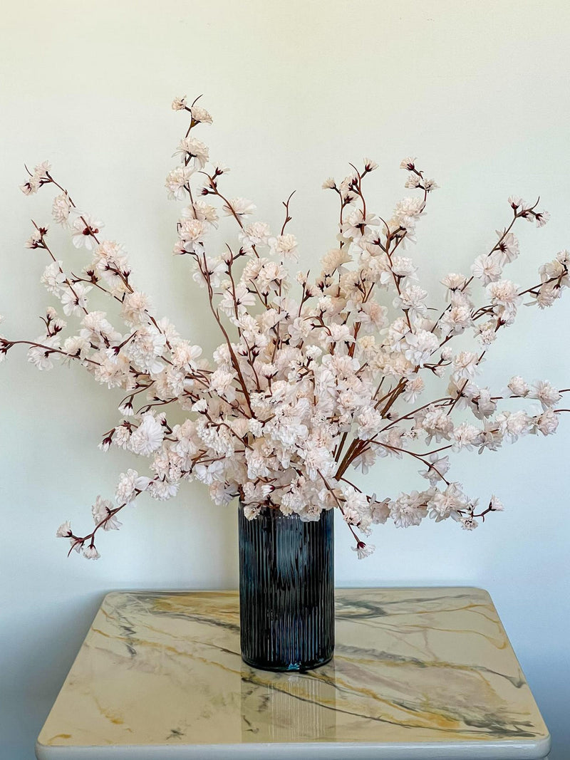 Artificial Sakura Branch: Silk Cherry Blossom, Ivory Floral Decor faux plants