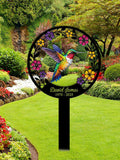 Personalized Hummingbird Memorial Stake Metal, Personalized Hummingbird and Flower, Metal Stake, Garden Decor,In Loving Memory,Sympathy Sign sympathy flower