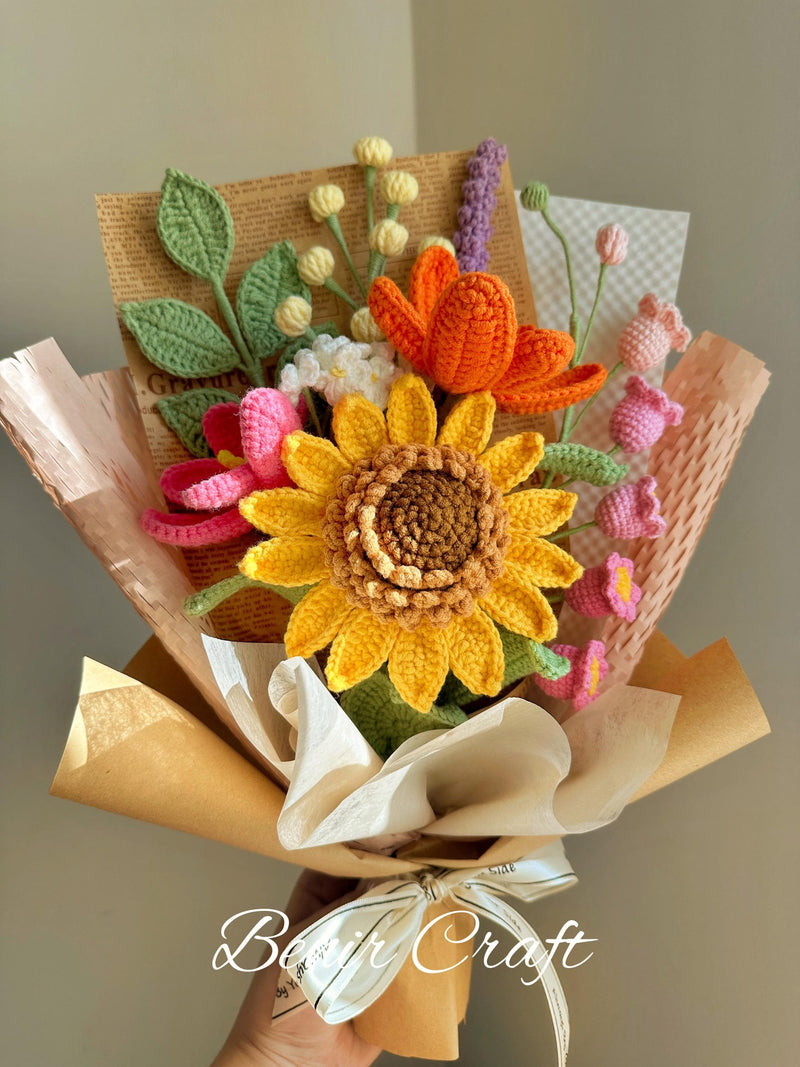 Mother's Day Gift, Handmade Crochet Sunflower Bouquet, Birthday Gift, Graduation, Home Decor, Girlfriend, Mom, Wife, Love, Gift For Her Bouquet