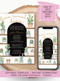 Succulent Housewarming Invitation: Watercolor Cactus, Greenery (Digital Download) house warming flower