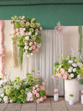 Pink & Green Rose Hydrangea Artificial Flower Arrangement: Wedding Decor wedding flower