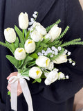 Artificial white tulip bouquet_wedding bridal bouquet_DIY flower arrangement_white wedding bouquet decor_bridesmaid bouquet_handmade bouquet Bouquet
