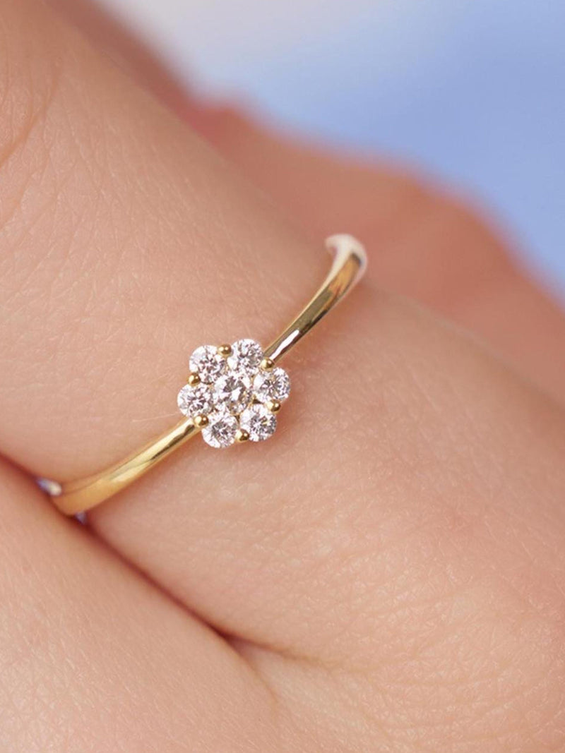 Natural Diamond Cluster Ring, Round Cut Diamond Wedding Ring, Solid 14K Gold Ring, Flower Cluster Anniversary Ring, Diamond Engagement Ring ANNIVERSARY