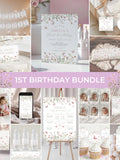 Wildflower 1st Birthday Bundle | Floral Birthday Invitation Pack | Little Wildflower Birthday Decor | Girl Flower Birthday Invite Set | BD8 birthday flower