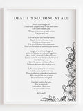 Death is Nothing at All Printable, Digital Download, Funeral Grief Decor, All is Well Memorial Tribute Wall Art, Floral Sympathy Gift sympathy flower