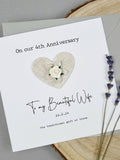 4th anniversary card Linen wedding gift 4th flower card Personalised Wife Husband Couple Him Her 4 year marriage 4th keepsake Handmade card ANNIVERSARY