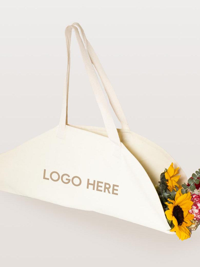 Custom Canvas Bouquet Bag with Logo: Reusable Floral Carrier (A4 Print) FLOWER DELIVERY