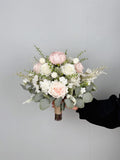 White and Blush Rose Bridal Bouquet, Classic Wedding Bouquet, Rustic Boho Flower Bouquet, Design in Rose and Peony Bouquet