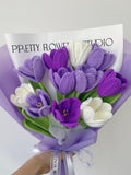 Crochet Tulip Flowers Bouquet: Handmade Yarn Flowers, Birthday Gift,Gift-ready Bouquet