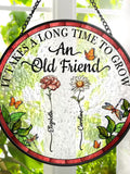 Birth Flower Grow An Old Friend Personalized Custom Stained Glass Window Hanging Suncatcher, Bestie, BFF, Friendship Gift, Custom Gifts 2025 birthday flower
