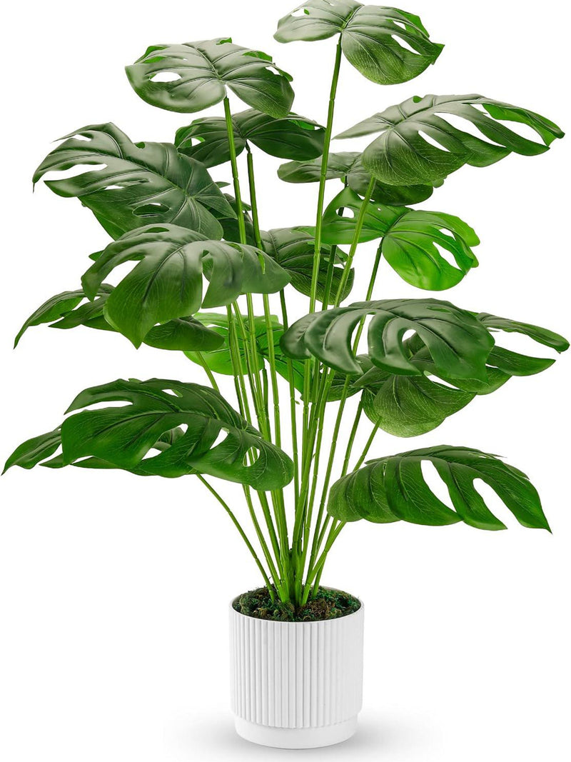 28" Fake Plants Large Artificial Monstera Faux Plants Indoor Tall for Outdoor Floor Front Porch Decor faux plants