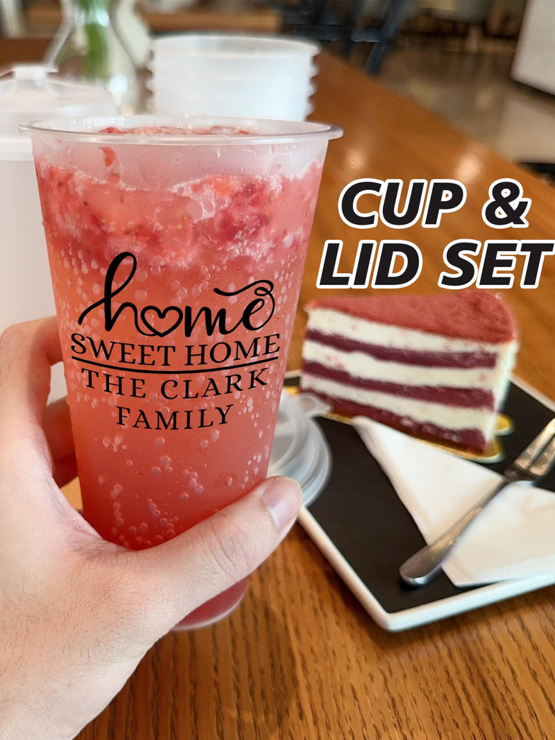 Personalized Frosted Cups for Housewarming Party Decorations/House Warming Gifts for Couple New Home Gifts/Open House Plastic Cups in Bulk house warming flower