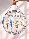 Grandma Garden Suncatcher, Stained Glass Window Hanging, Personalized Floral Gift for Mother Day or Mom,Grandma Gift,Grandmother's Day gift ANNIVERSARY