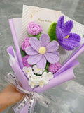 Crochet Purple Tulip Bouquet,Finished Pink Tulip Rose Gesang Flowers,Birthday,Get well soon,Anniversary Gift for Girlfriend,Mother,Wife,Dad Bouquet