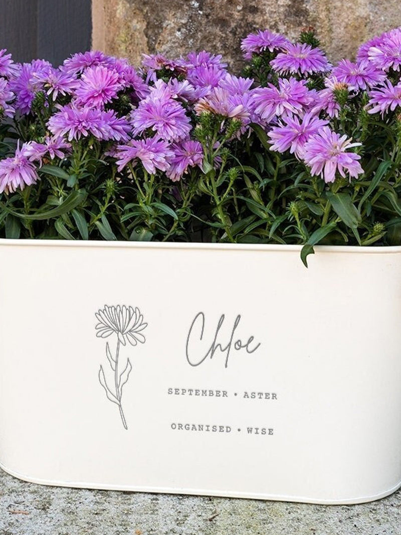 Personalised Engraved Birth Month Flower Planter | Unique Birthday Gift for Women Her | Birth Month Gifts For Best Friends | Gift for Garden birthday flower