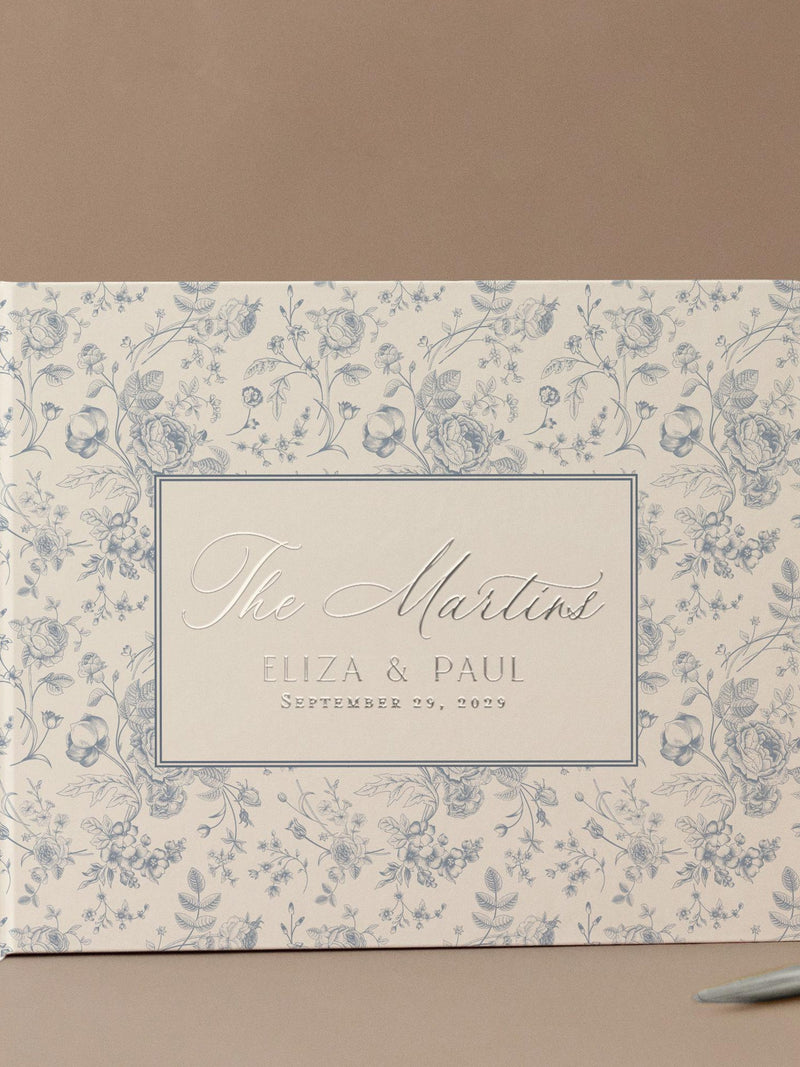 Personalized Wedding Guest Book French Toile Bridal Gift Polaroid Book Wedding Decor Blue Floral Scrapbook Gift Anniversary Keepsake wedding flower