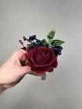 Burgundy Navy Blue Boutonniere Wedding Groom Boutonniere Burgundy Dark Blue Groomsmen Boutonni�re Prom Navy Blue Maroon Artificial Flowers silk flower
