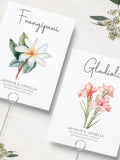 Flower Table Cards, Wedding Cards With Table Names, Flower Themed Wedding, Illustrated Wedding Flowers, Flower Themed Wedding, Botanical wedding flower
