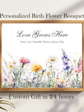 Custom Birth Month Flower meadow Personalized Family Birth Flower Bouquet MotherÕs Day Gift for Mom Gift for GrandmaÕs Garden Print Wall Art birthday flower