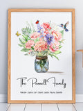 Custom Birth Month Flower Family Bouquet Print, Personalized Grandma's Garden Wall Art, Mother's Day Gift, Mom's Garden Picture Bouquet