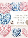 Pink and Blue French Toile Love Hearts, Love Hearts Digitals, Love Clipart, Romance Clipart, Commercial Use, Digital Crafts Love Romance Flower