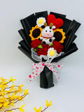 Crochet Sunflower Rose Daisy Cow Banquet, handmade Flower for Mother, Friend Thanksgiving Wedding  Bridal Flowers, Graduation Fake Flower house warming flower
