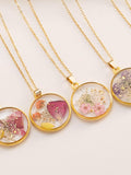 Handmade Pressed Flower Necklace, Custom Birth Flower Necklace, Real Flower Necklace, Dried Flower Necklace, Bridesmaid & Anniversary Gift ANNIVERSARY