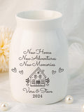 New Home Vase Decor, Personalised New Home Gift for Sister, Moving In Gift for Couple, Housewarming Gift Idea for Neighbor,Ceramic Mini Vase house warming flower