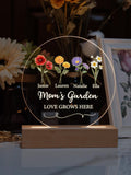Personalized Birth Flower LED Night Light - Mom's Garden Gift birthday flower