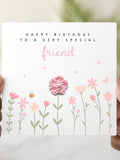 Friend Birthday Card - Handmade Crochet Flower - Birthday Card For Friend - Friend Keepsake Birthday Gift - Crochet Friend card birthday flower