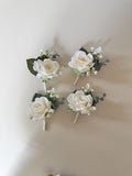 Handmade Ivory Rose Boutonniere: Rustic Wedding Groomsmen Accessory wedding flower